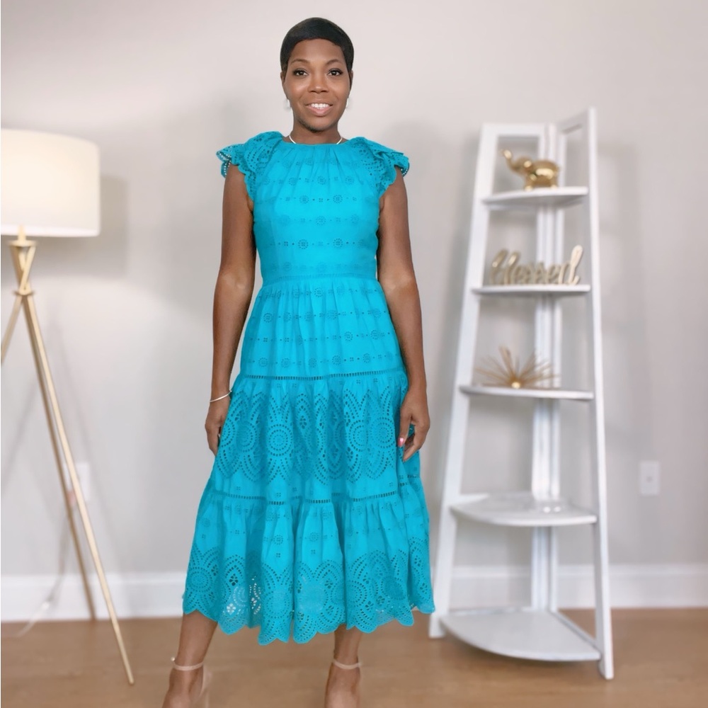 ANTONIO MELANI TURQUOISE MIDI DRESS